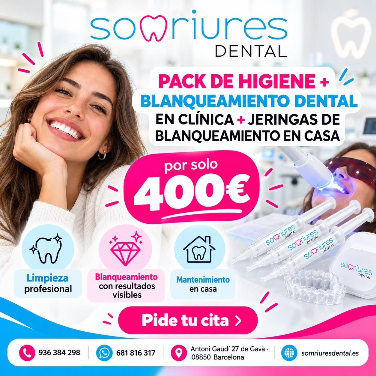 Pack higiene + blanqueamiento clínica y casa por 400€